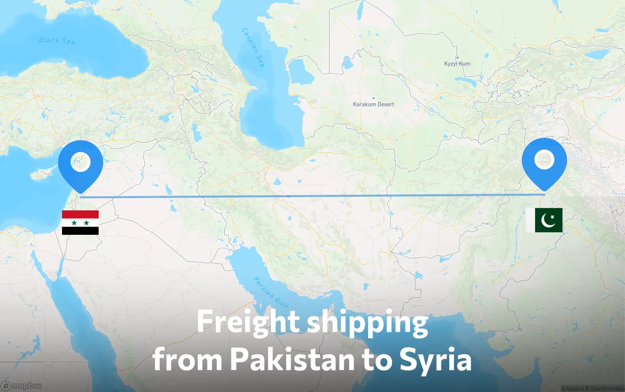 Shipping route from Pakistan to Syria