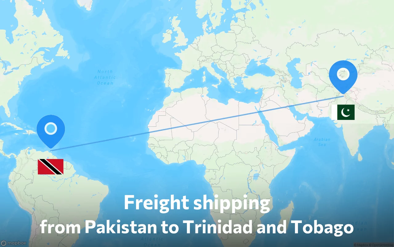 Shipping route from Pakistan to Trinidad and Tobago