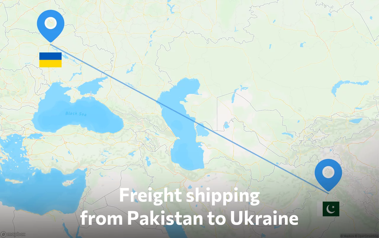 Shipping route from Pakistan to Ukraine