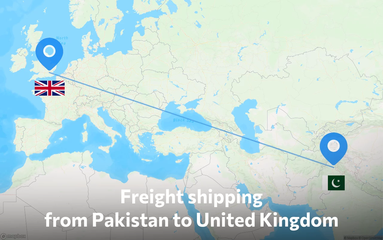 Shipping route from Pakistan to United Kingdom