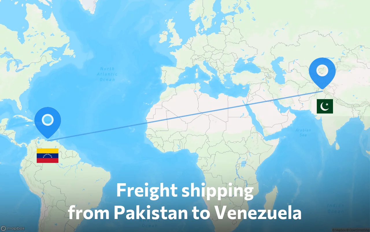 Shipping route from Pakistan to Venezuela