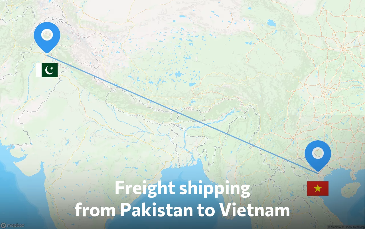 Shipping route from Pakistan to Vietnam