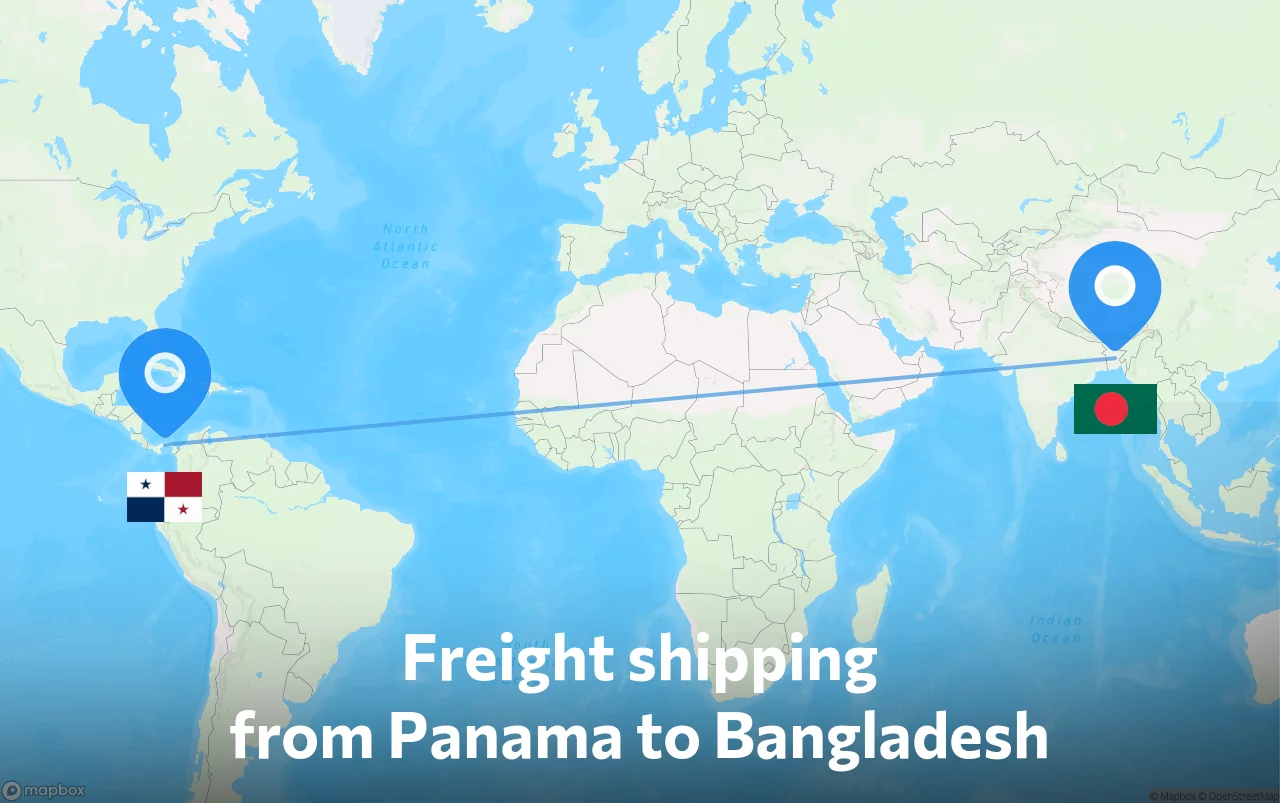 Shipping route from Panama to Bangladesh