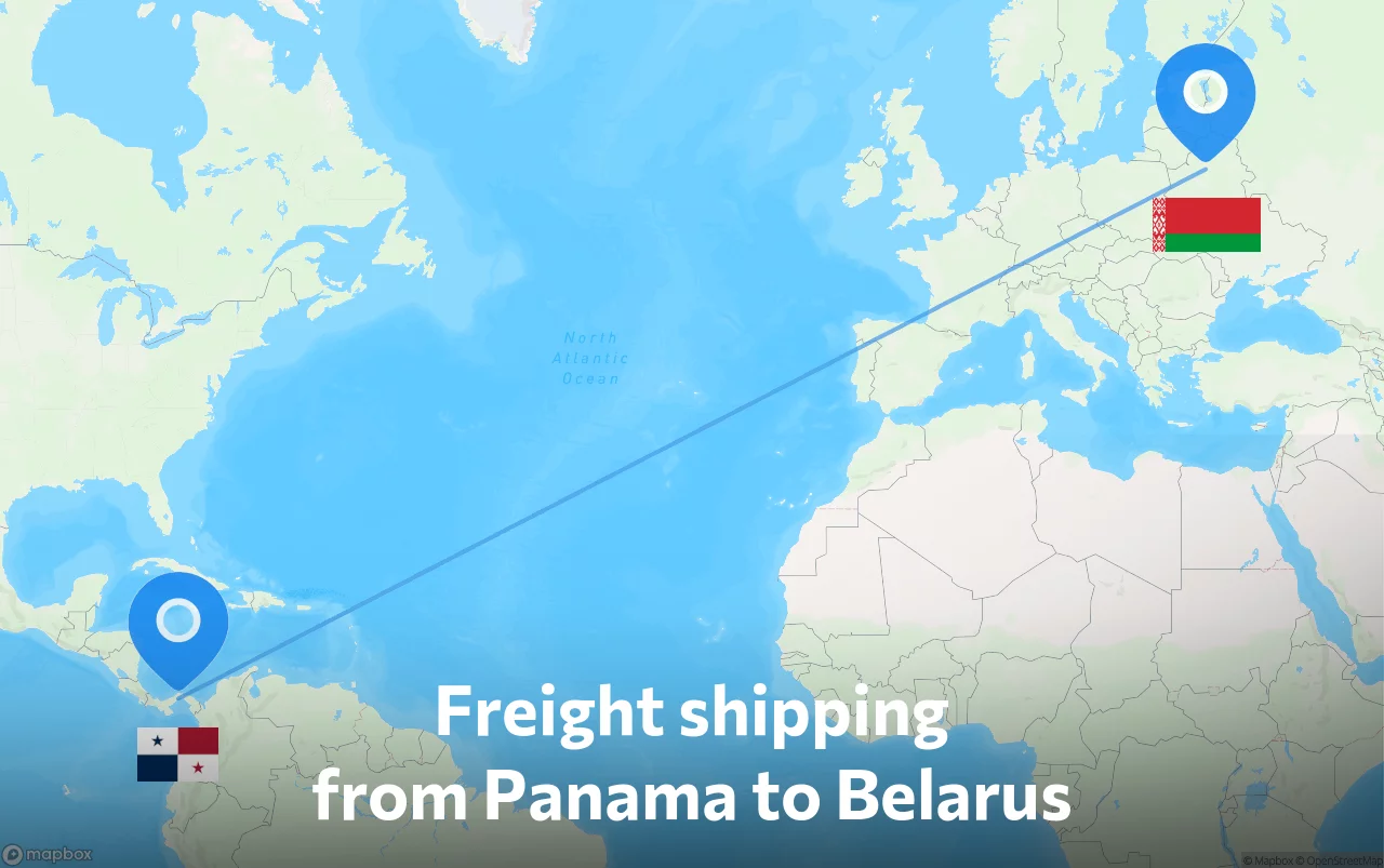 Shipping route from Panama to Belarus