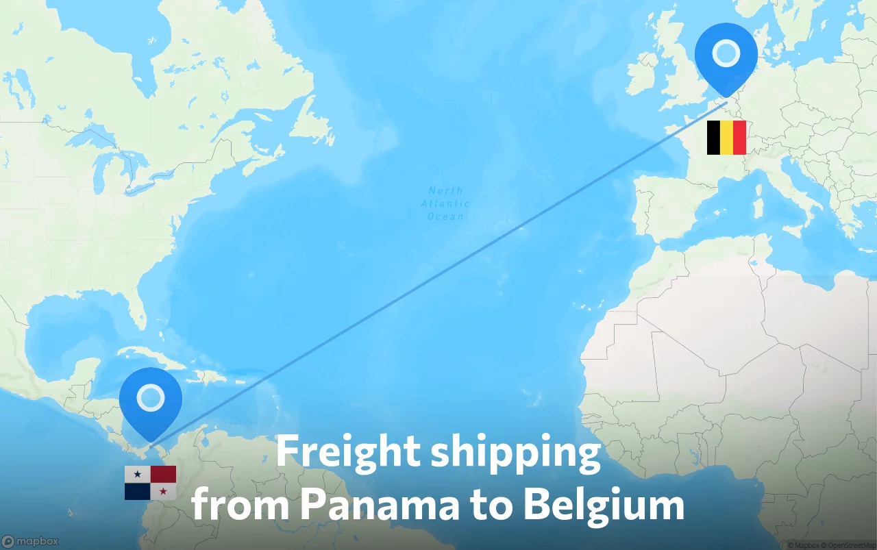 Shipping route from Panama to Belgium
