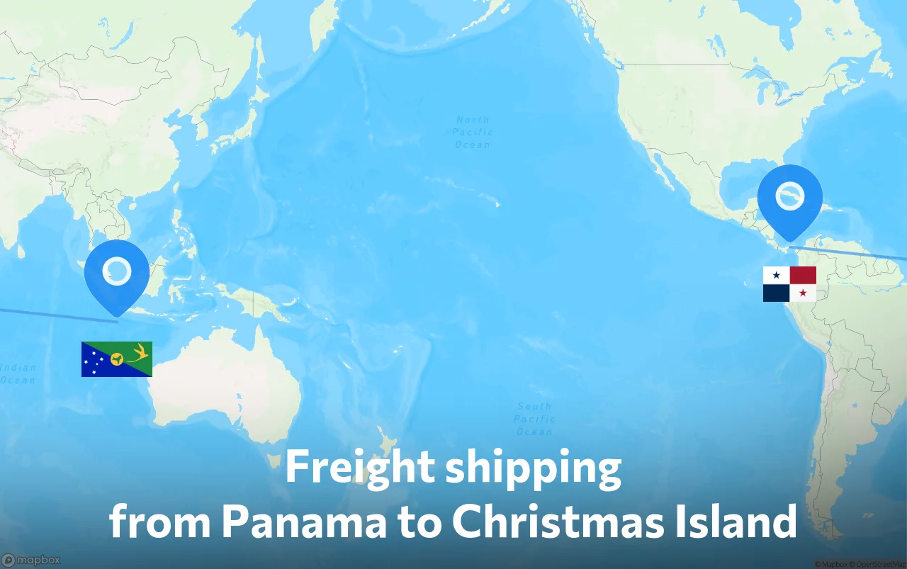 Shipping route from Panama to Christmas Island