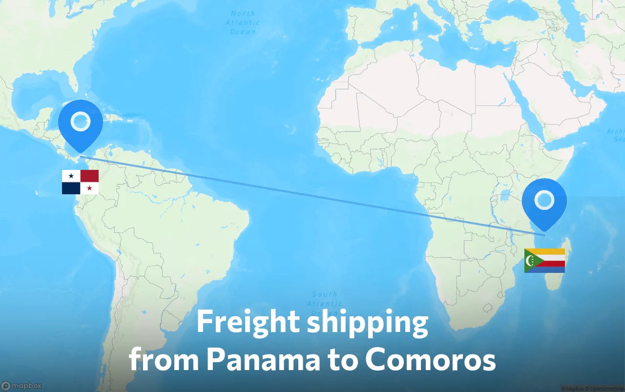 Shipping route from Panama to Comoros