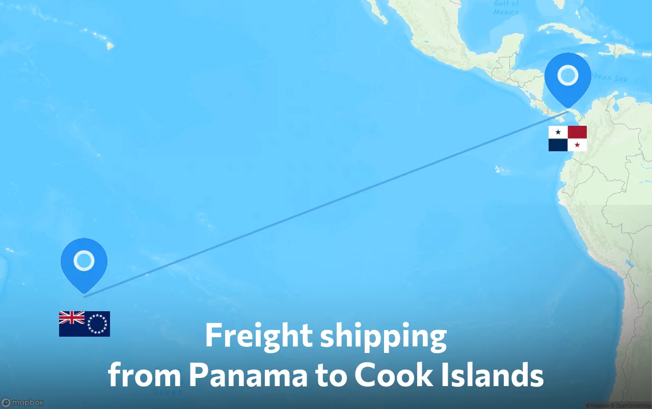 Shipping route from Panama to Cook Islands