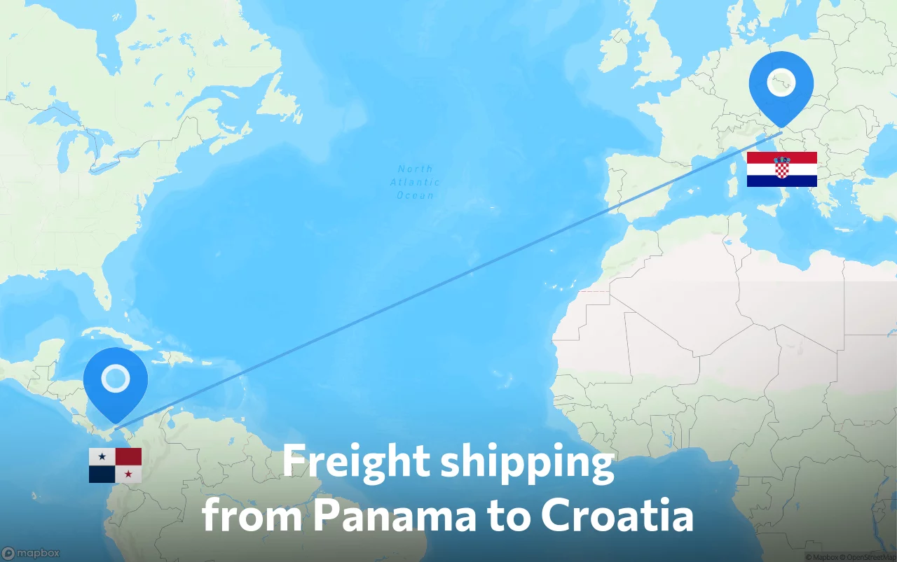 Shipping route from Panama to Croatia