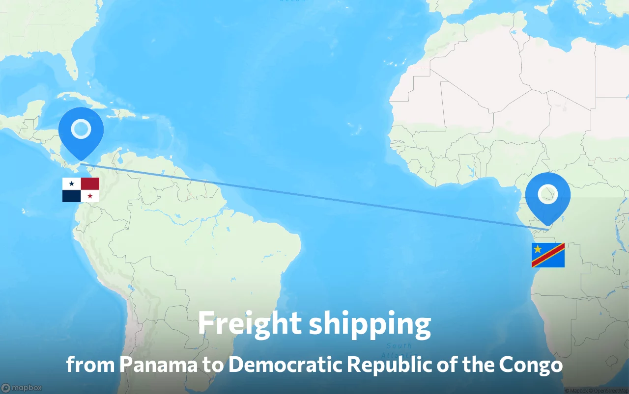 Shipping route from Panama to Democratic Republic of the Congo