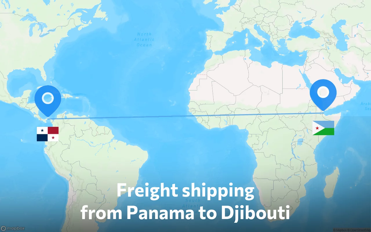 Shipping route from Panama to Djibouti