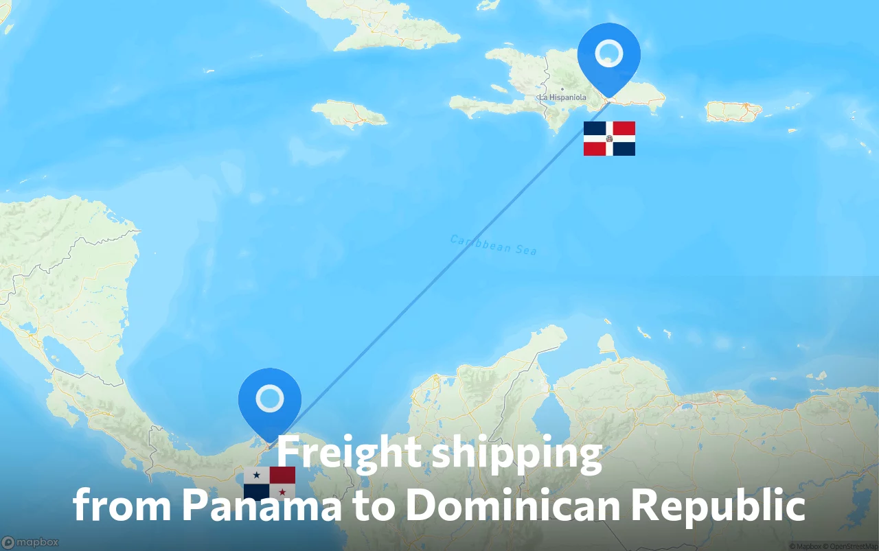 Shipping route from Panama to Dominican Republic