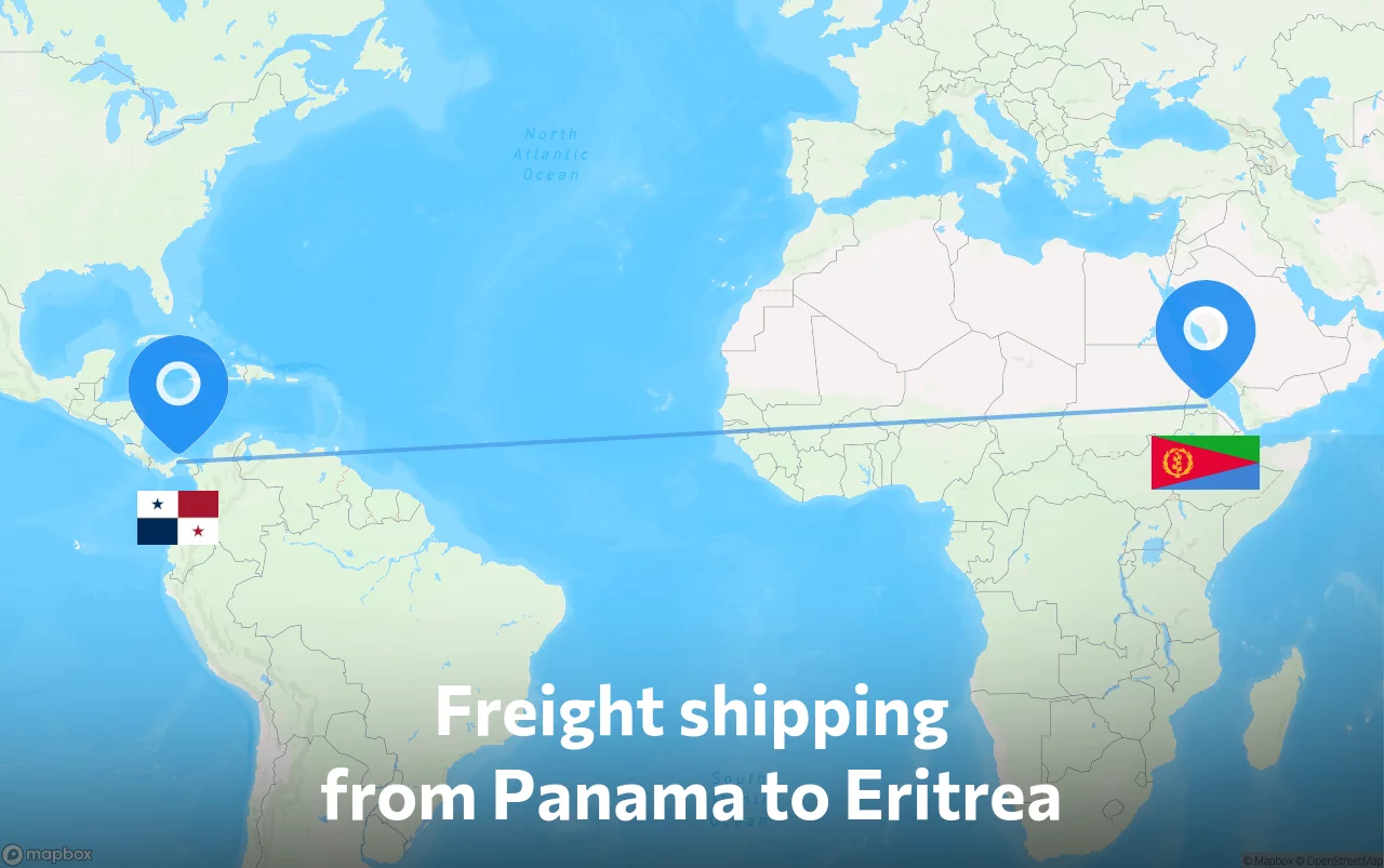 Shipping route from Panama to Eritrea