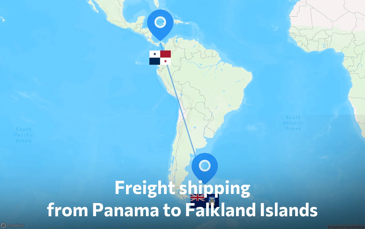 Shipping route from Panama to Falkland Islands