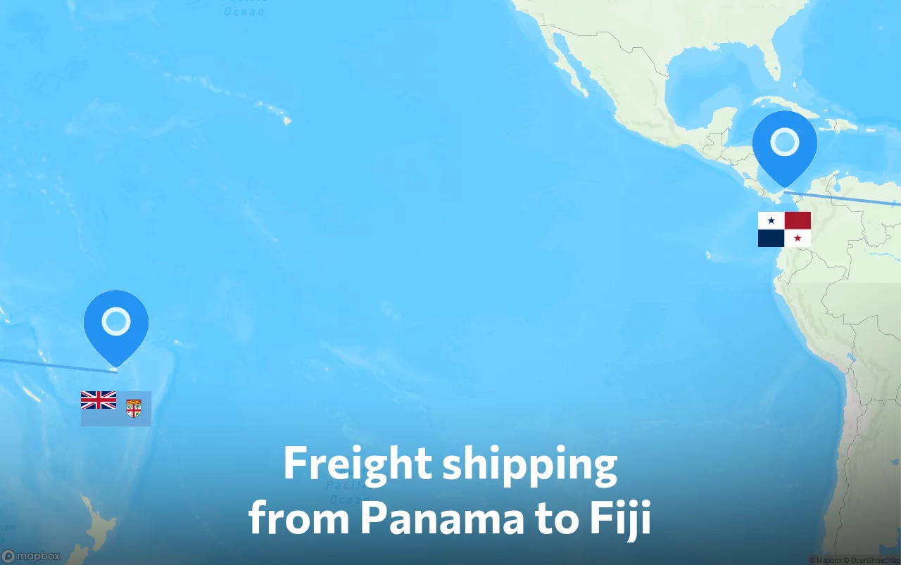 Shipping route from Panama to Fiji