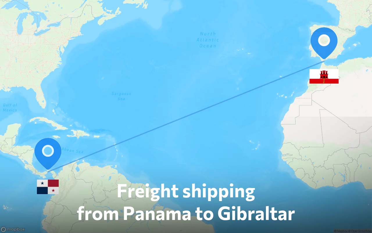Shipping route from Panama to Gibraltar