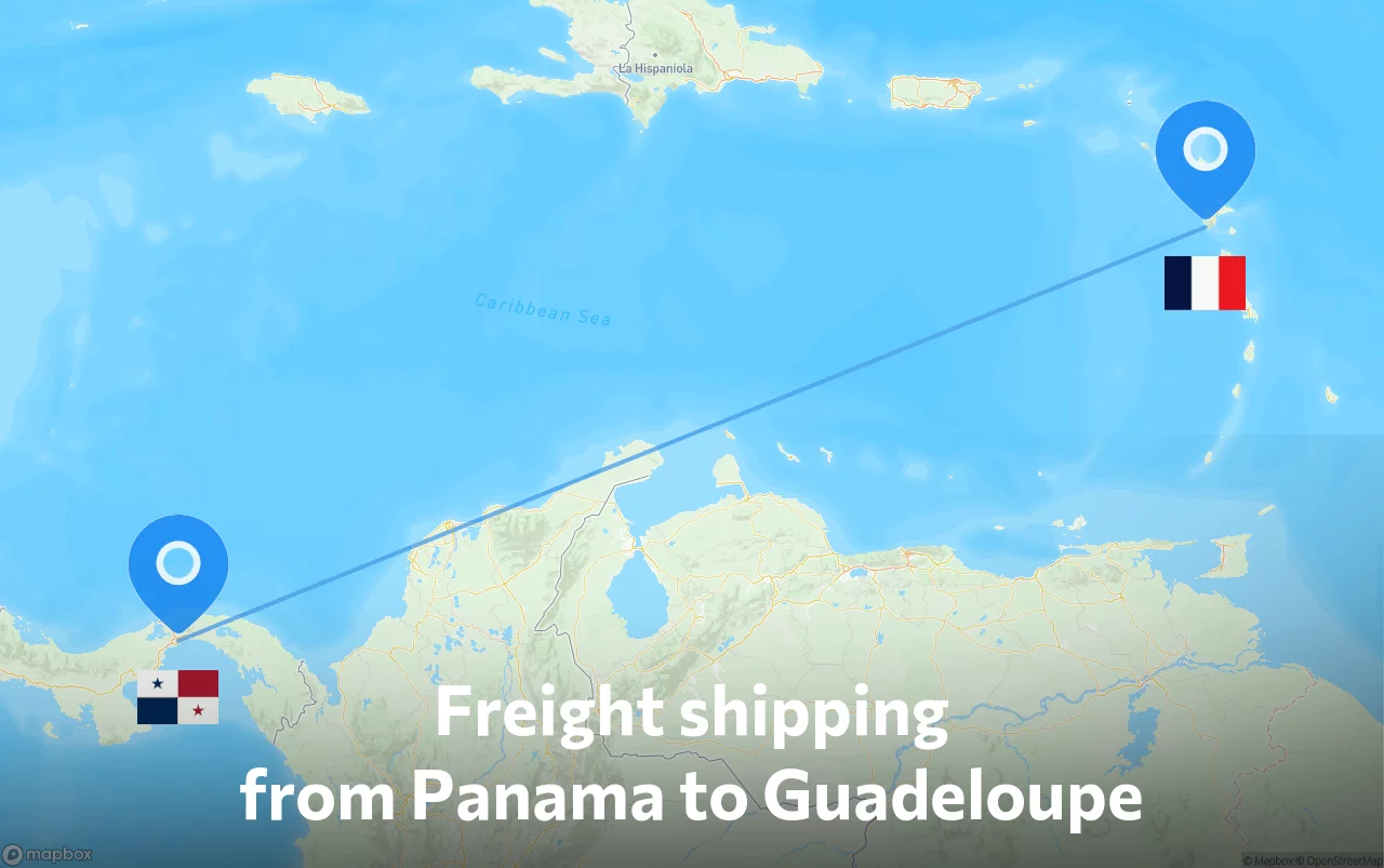 Shipping route from Panama to Guadeloupe