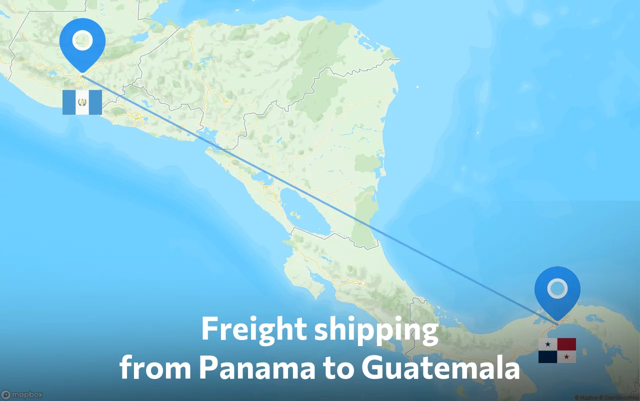 Shipping route from Panama to Guatemala