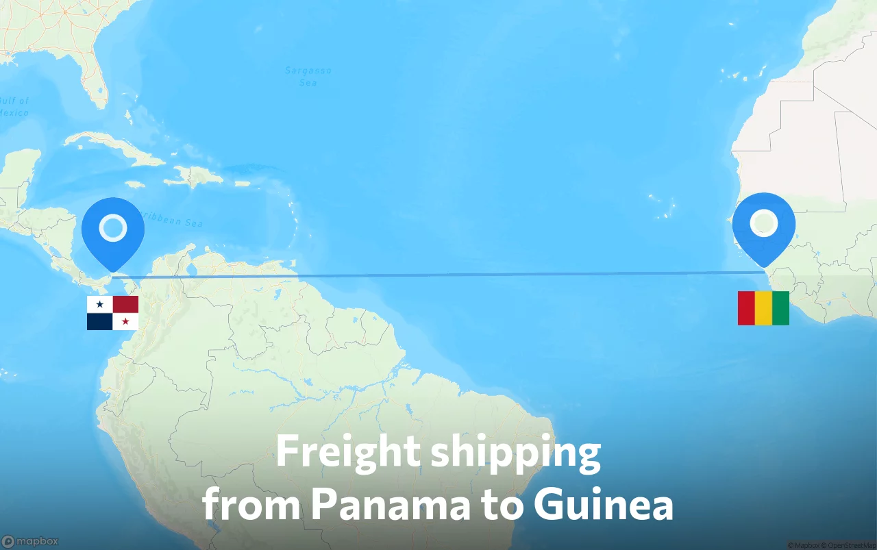 Shipping route from Panama to Guinea