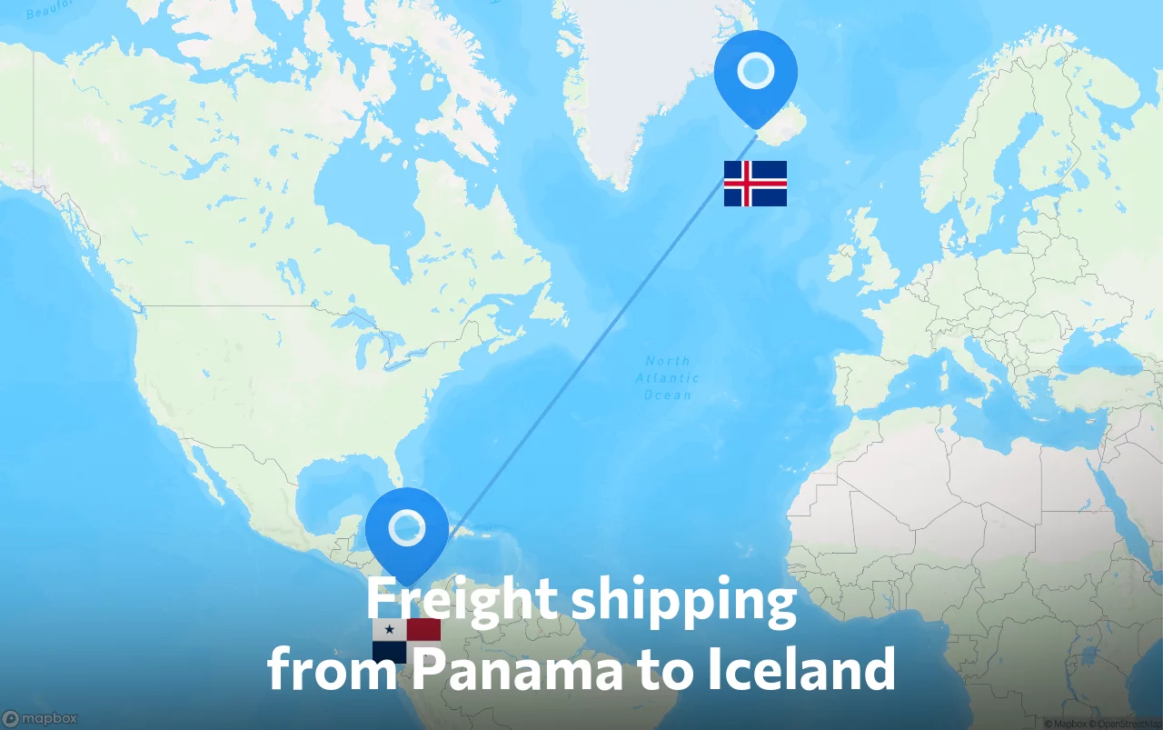Shipping route from Panama to Iceland