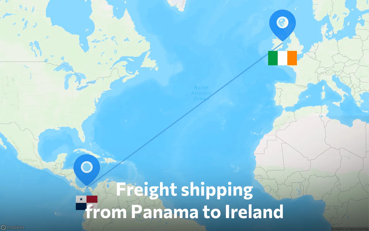 Shipping route from Panama to Ireland
