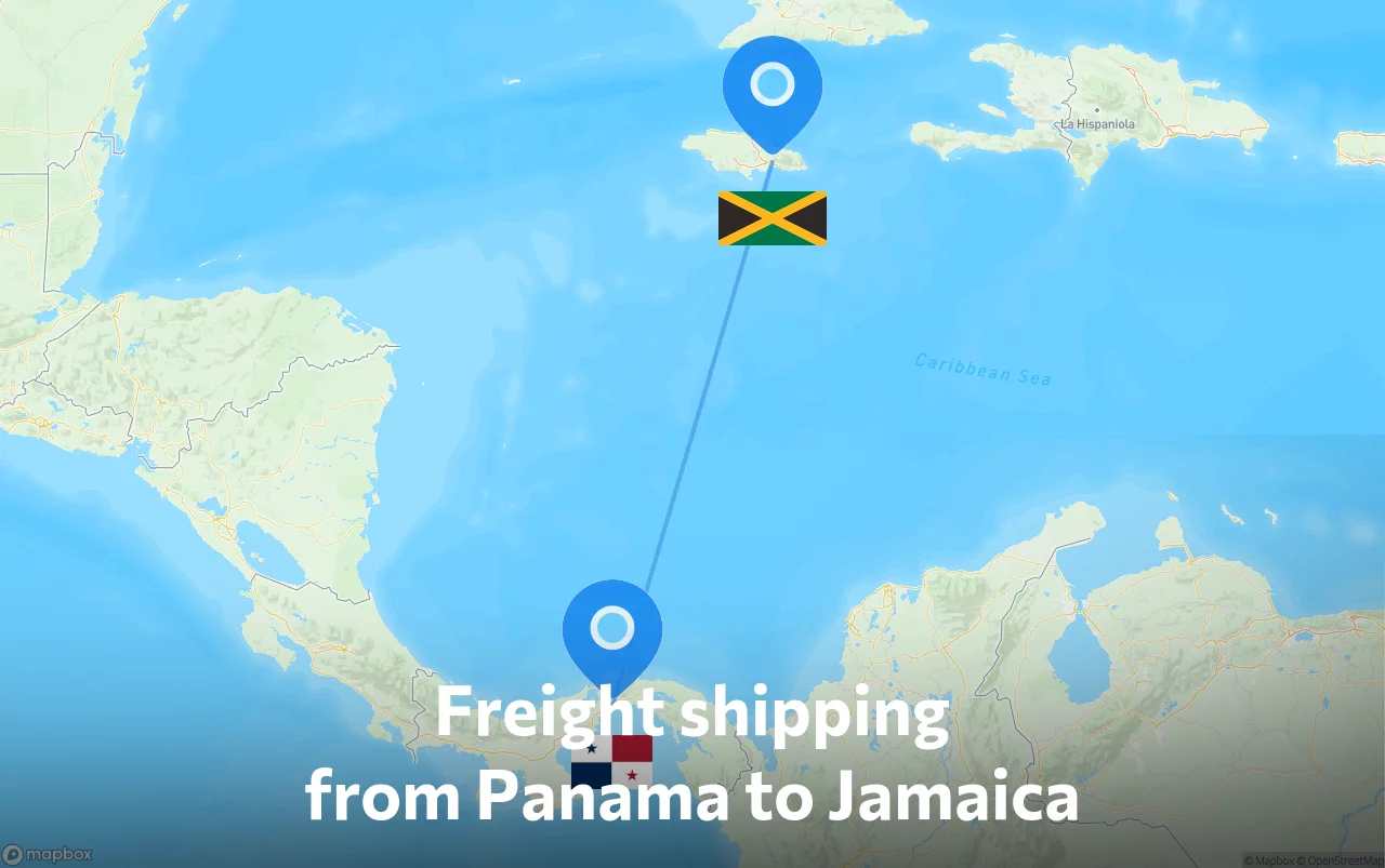 Shipping route from Panama to Jamaica