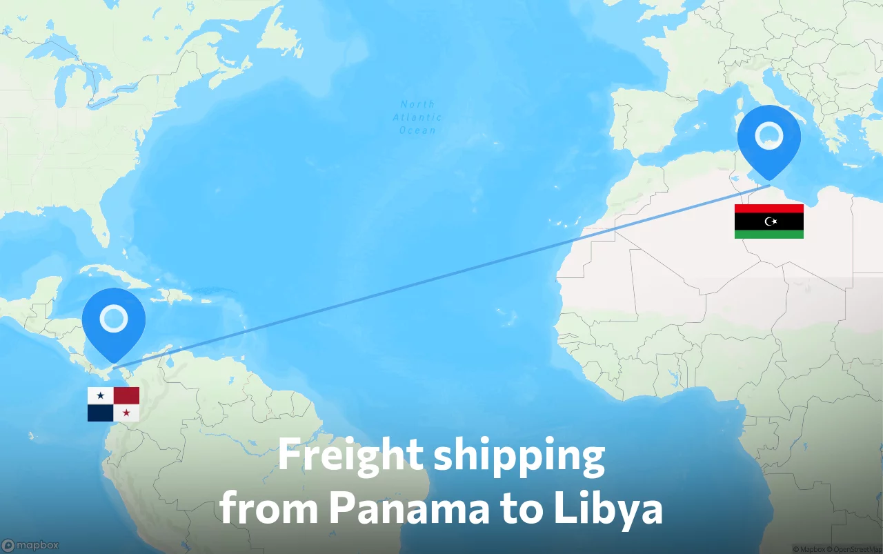 Shipping route from Panama to Libya