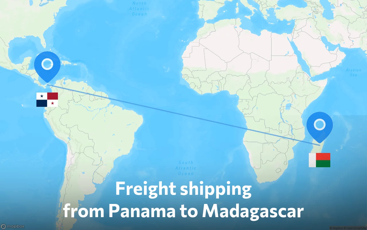 Shipping route from Panama to Madagascar