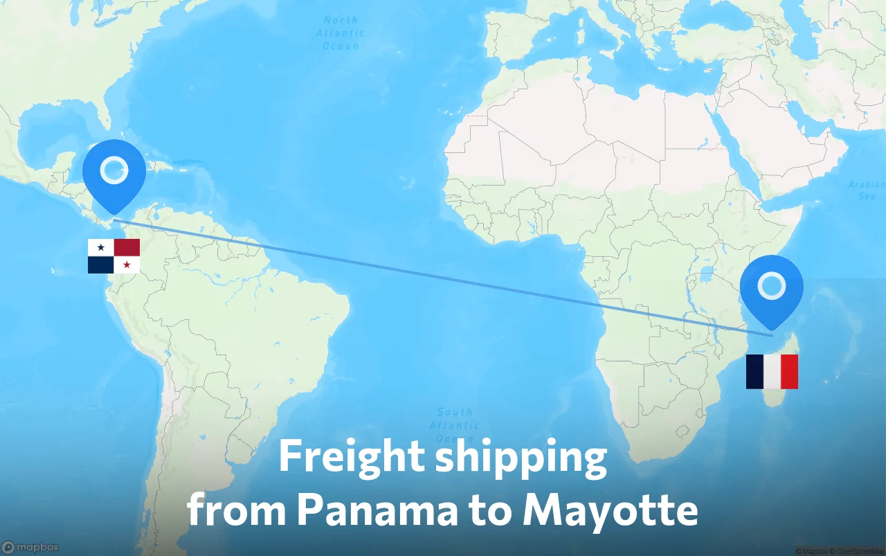 Shipping route from Panama to Mayotte