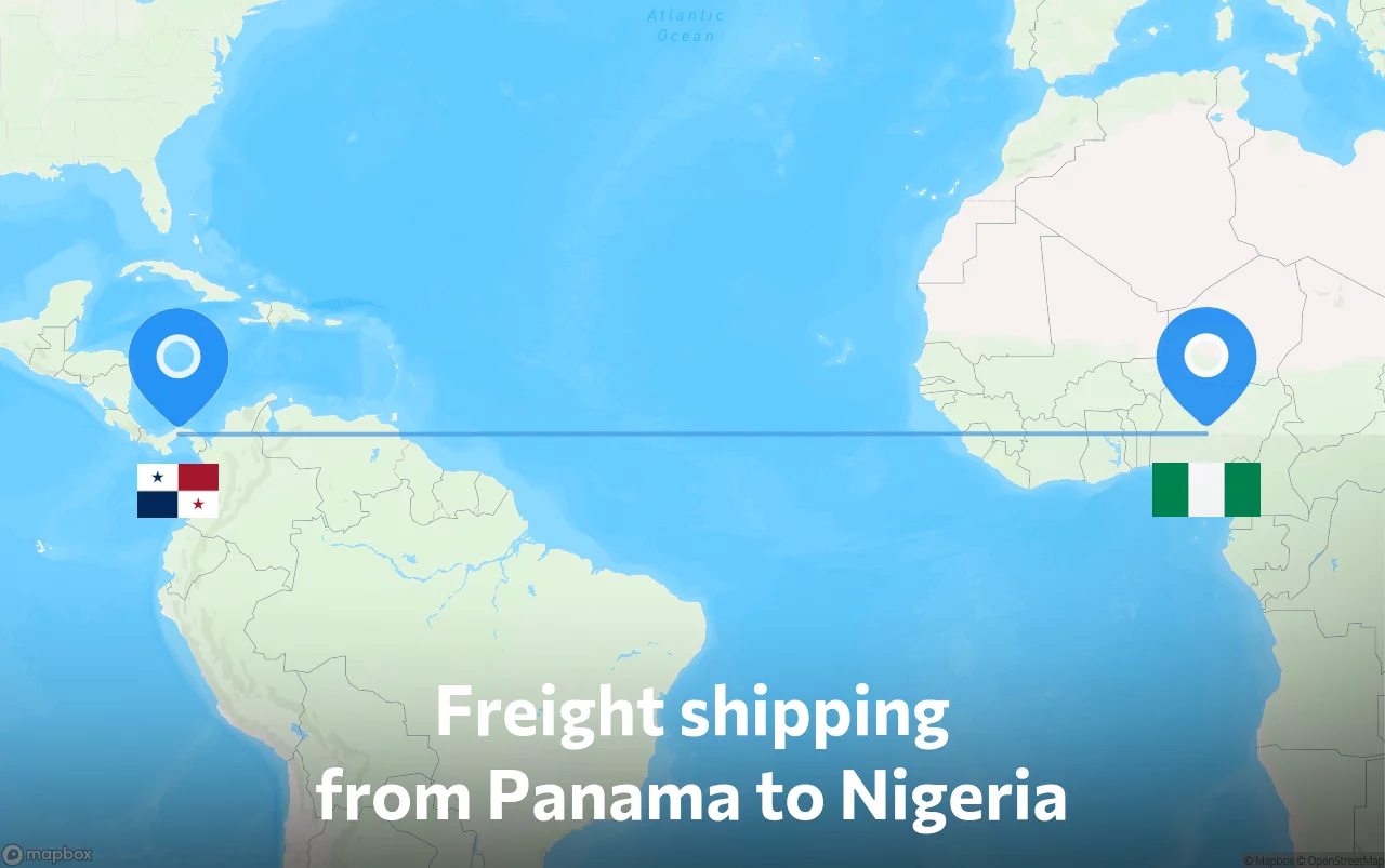 Shipping route from Panama to Nigeria
