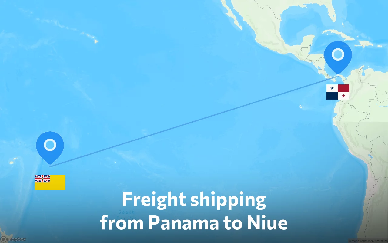 Shipping route from Panama to Niue