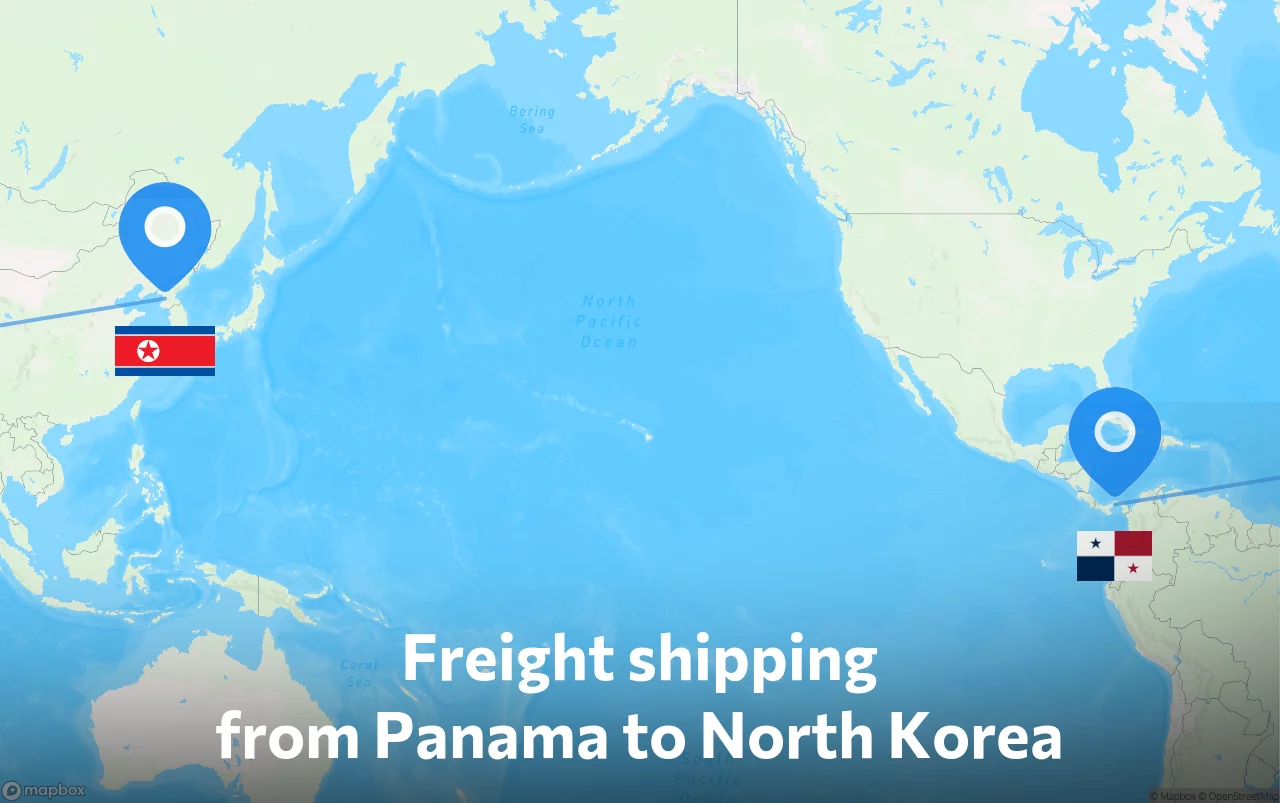Shipping route from Panama to North Korea