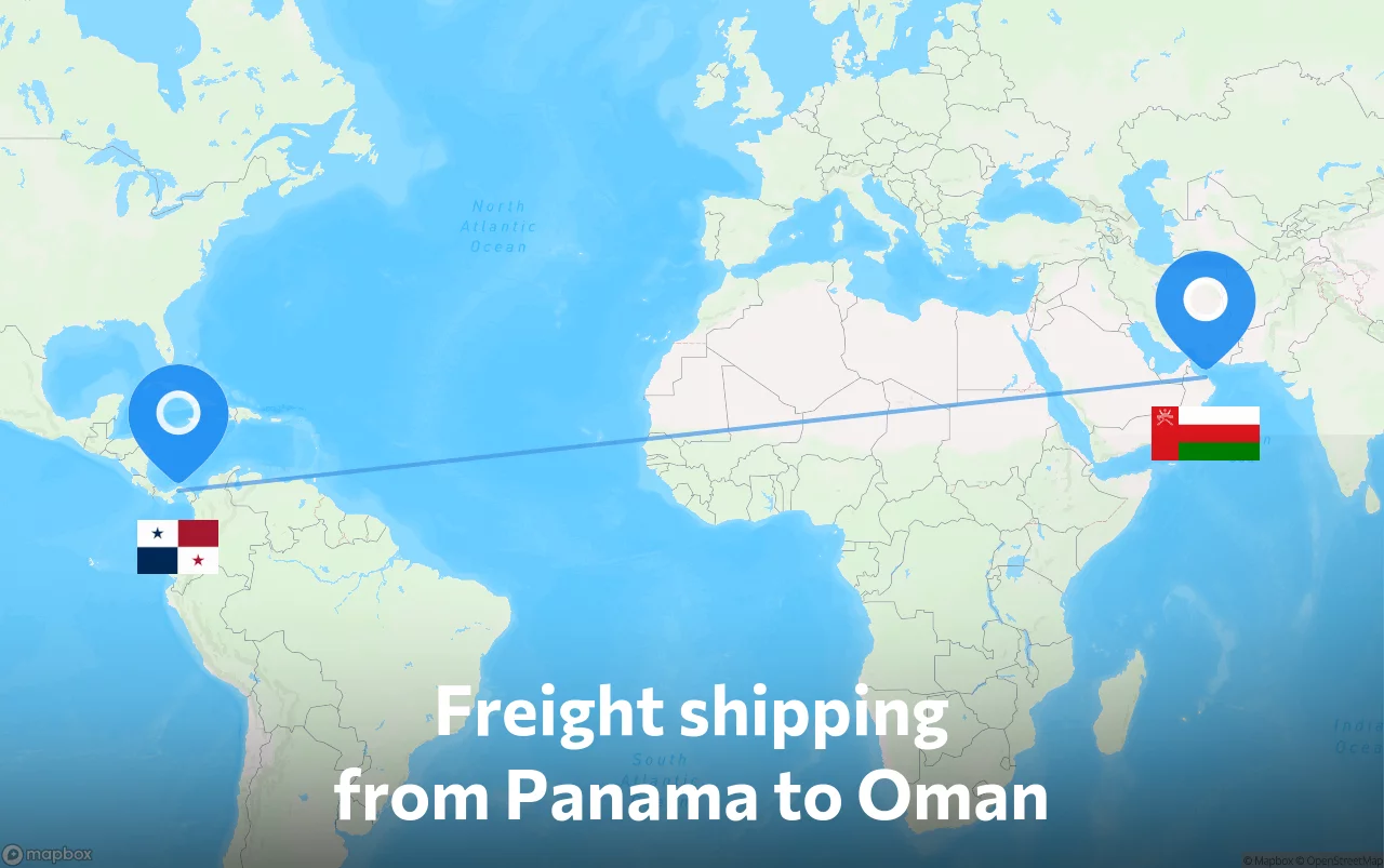 Shipping route from Panama to Oman