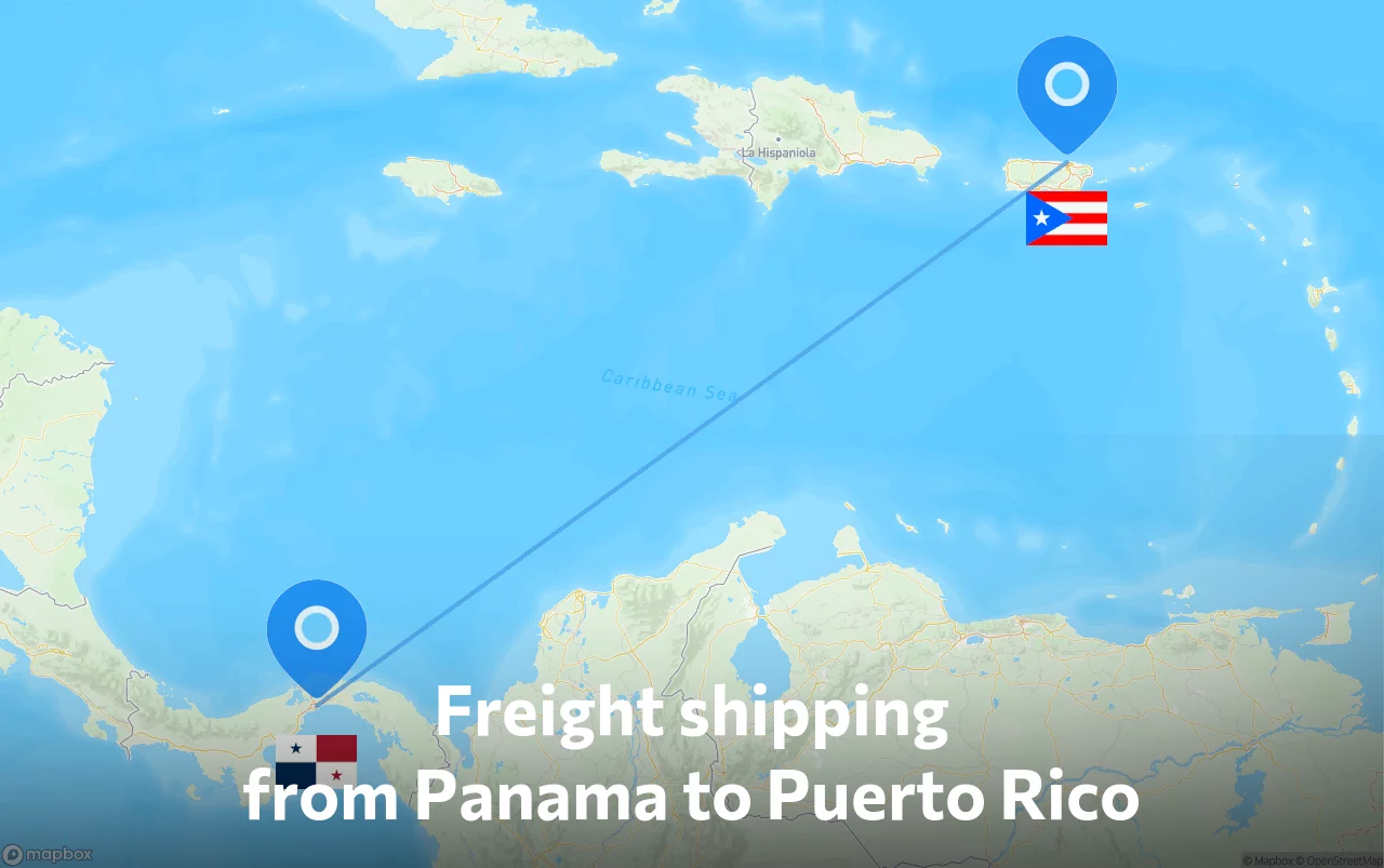 Shipping route from Panama to Puerto Rico