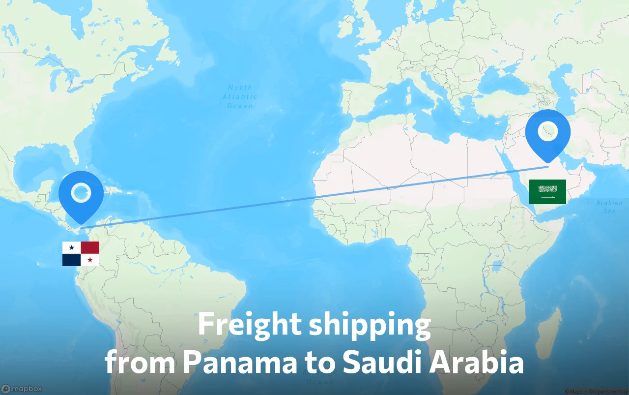 Shipping route from Panama to Saudi Arabia