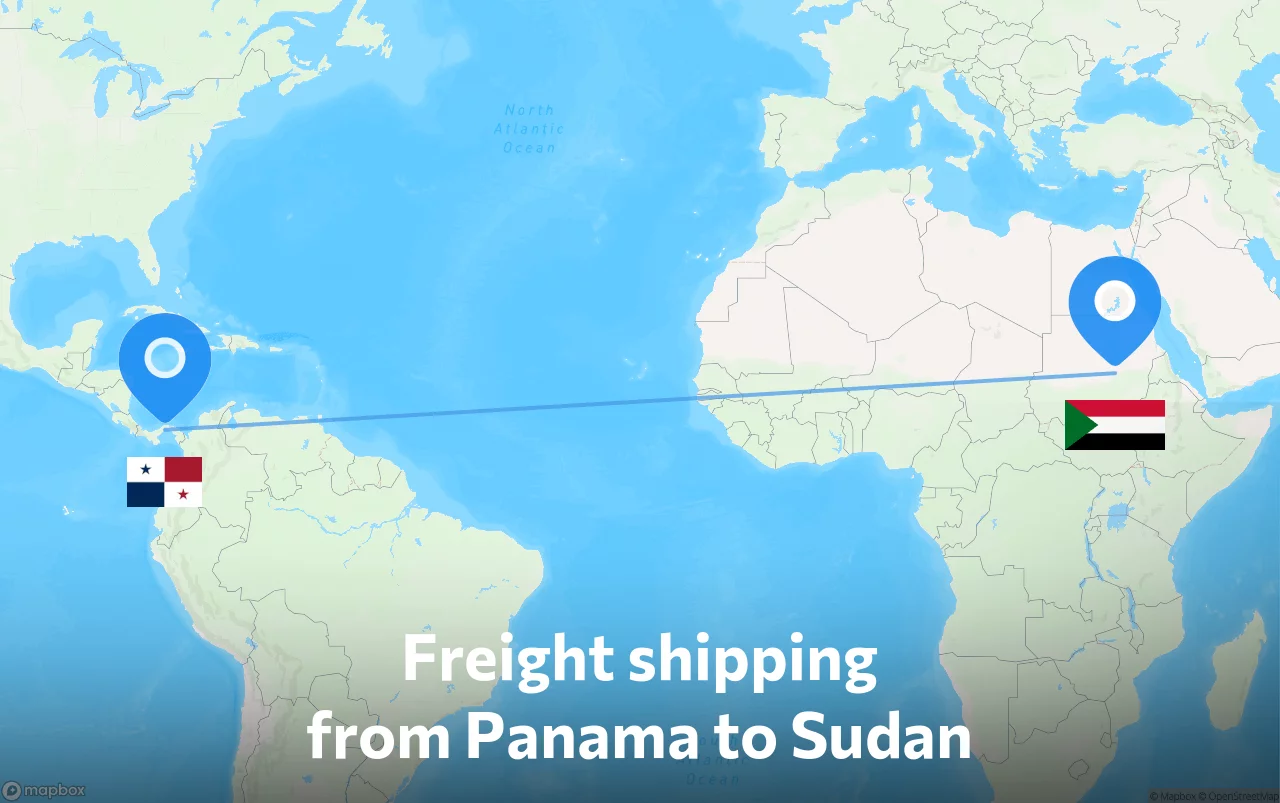 Shipping route from Panama to Sudan