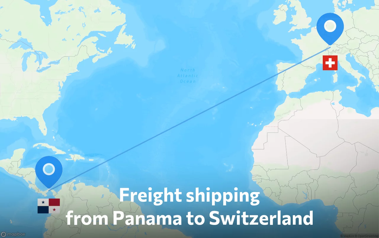 Shipping route from Panama to Switzerland