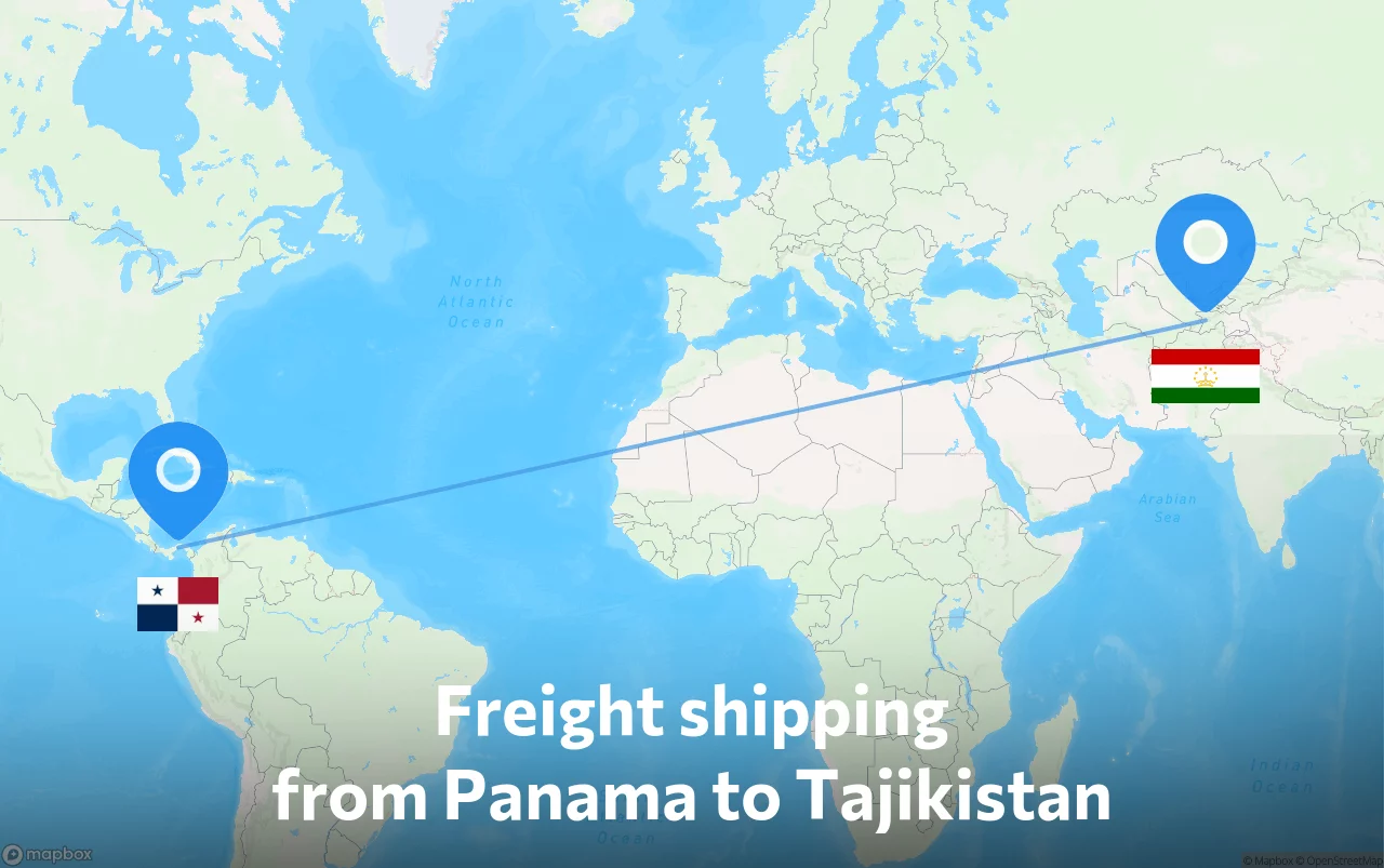 Shipping route from Panama to Tajikistan