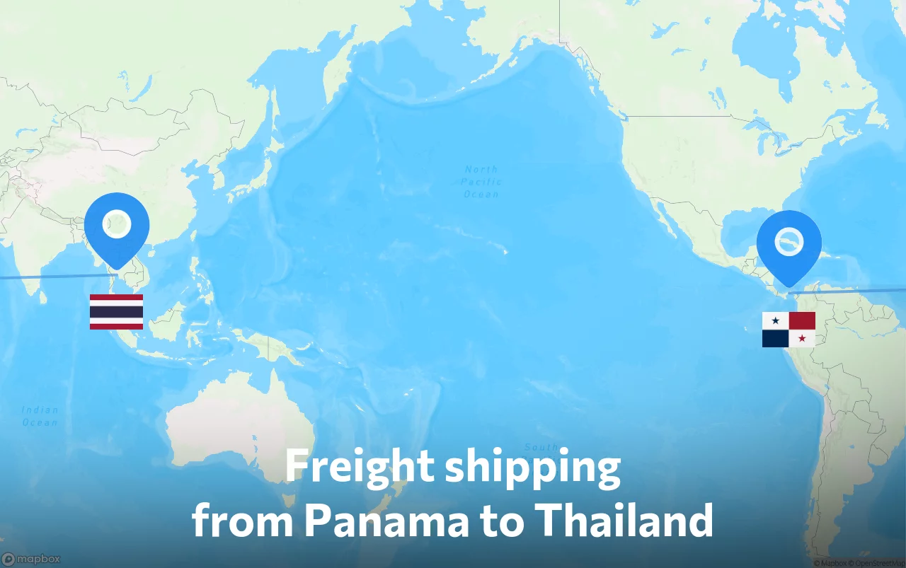 Shipping route from Panama to Thailand