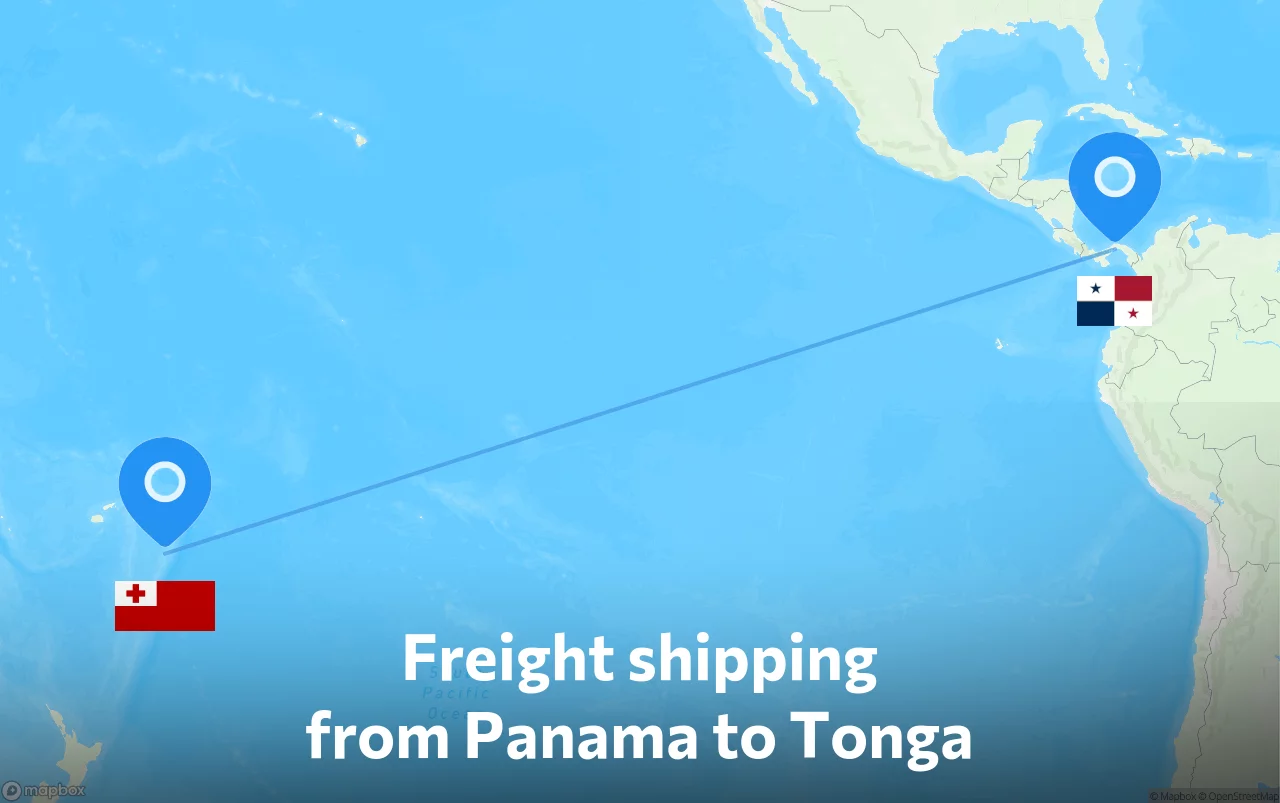 Shipping route from Panama to Tonga