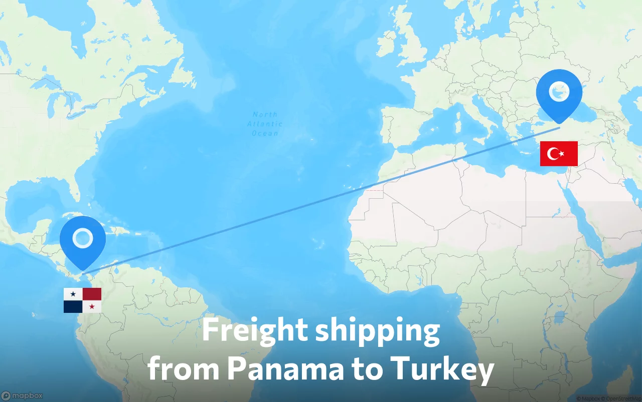 Shipping route from Panama to Turkey