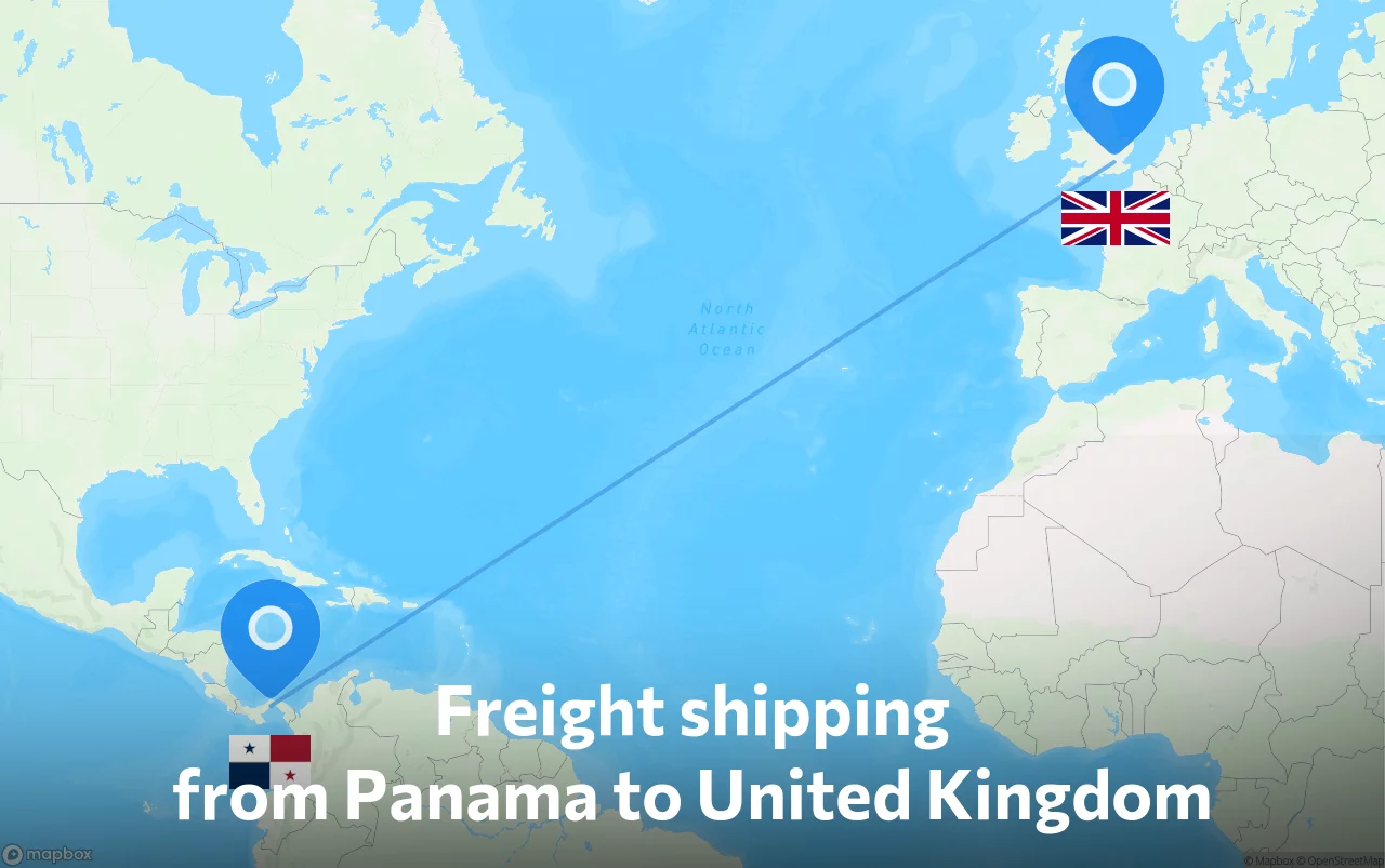 Shipping route from Panama to United Kingdom