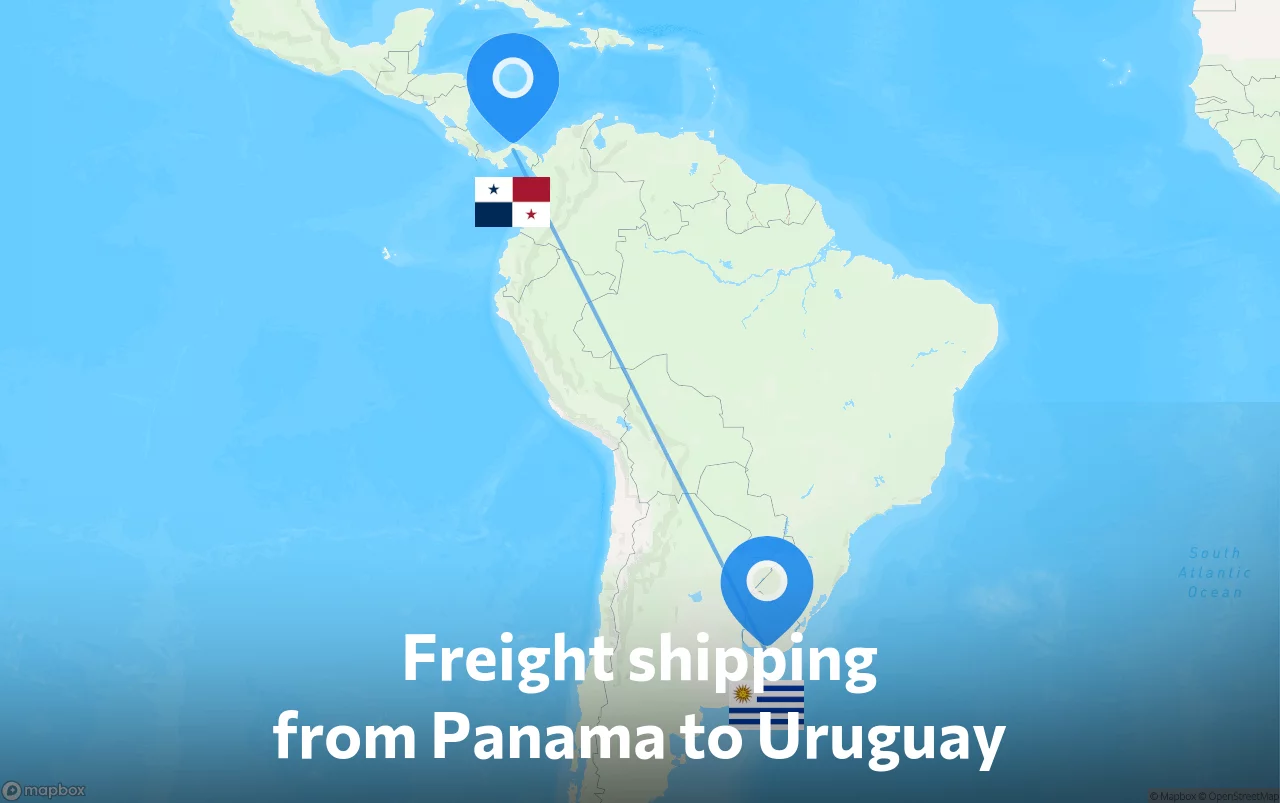 Shipping route from Panama to Uruguay