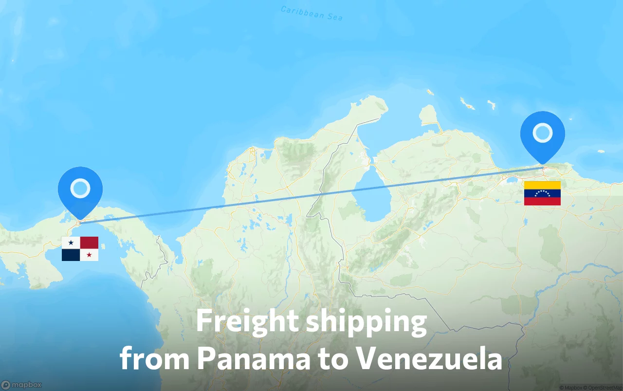 Shipping route from Panama to Venezuela