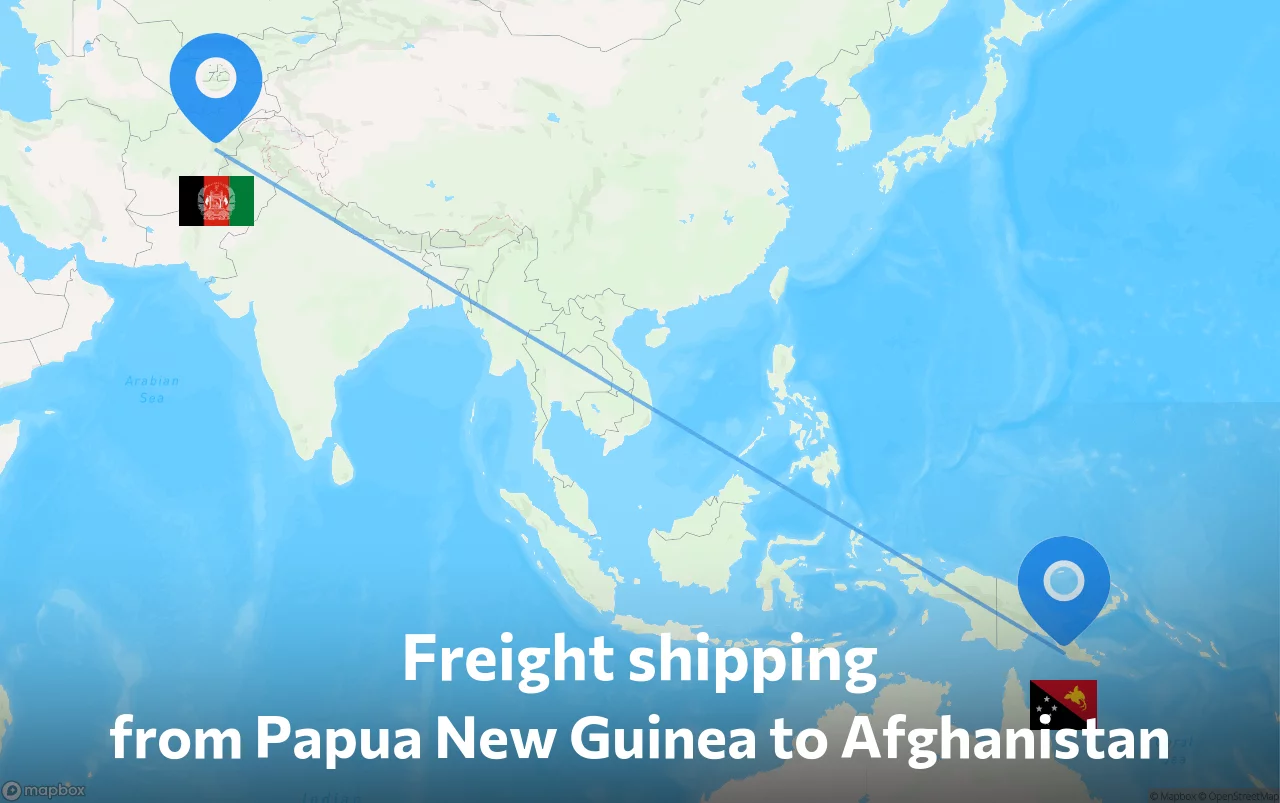 Shipping route from Papua New Guinea to Afghanistan