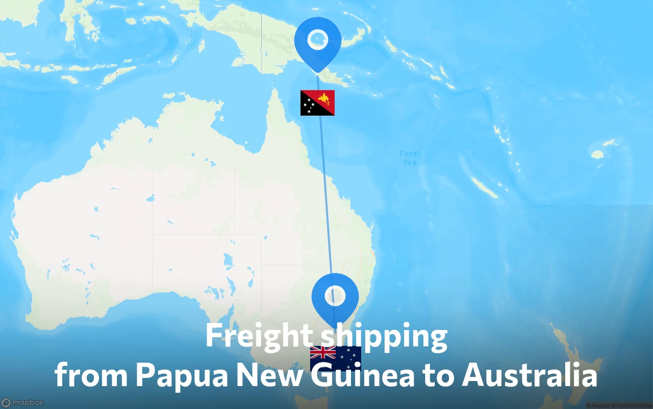 Shipping route from Papua New Guinea to Australia