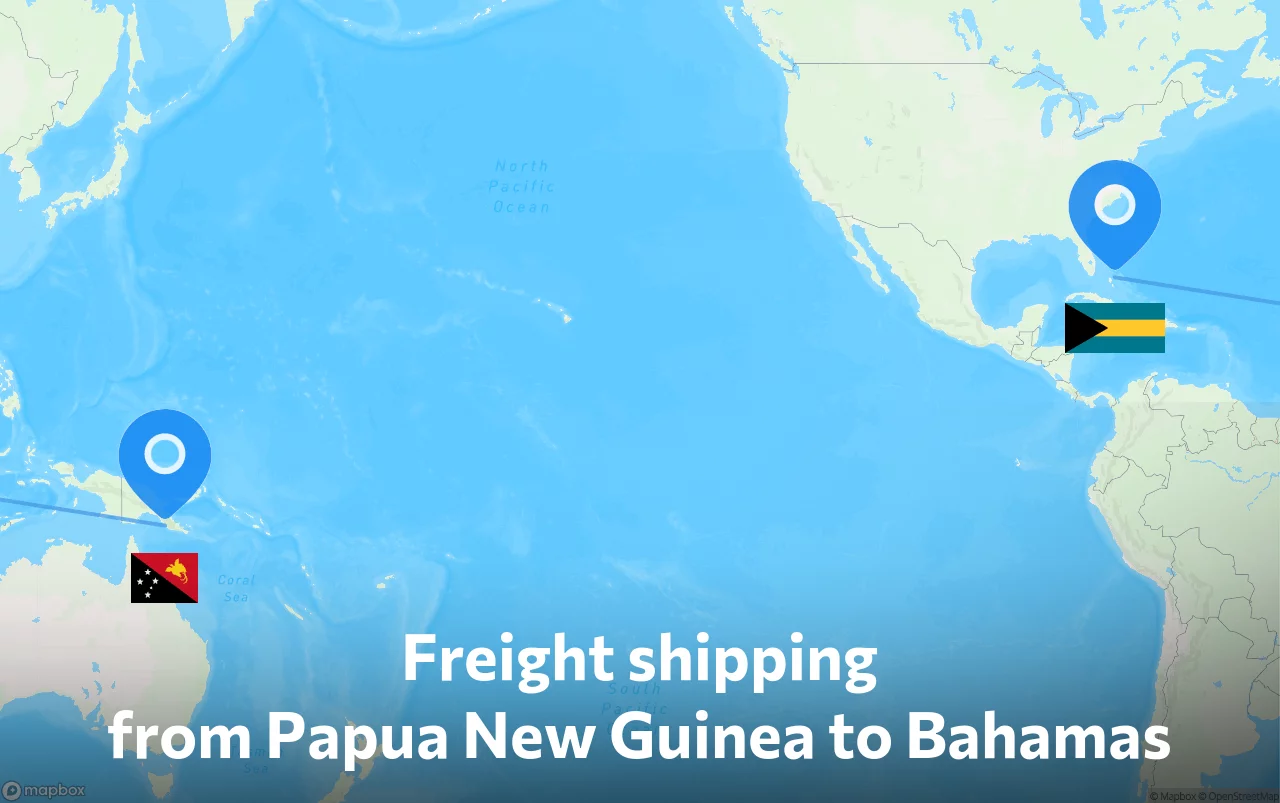 Shipping route from Papua New Guinea to Bahamas