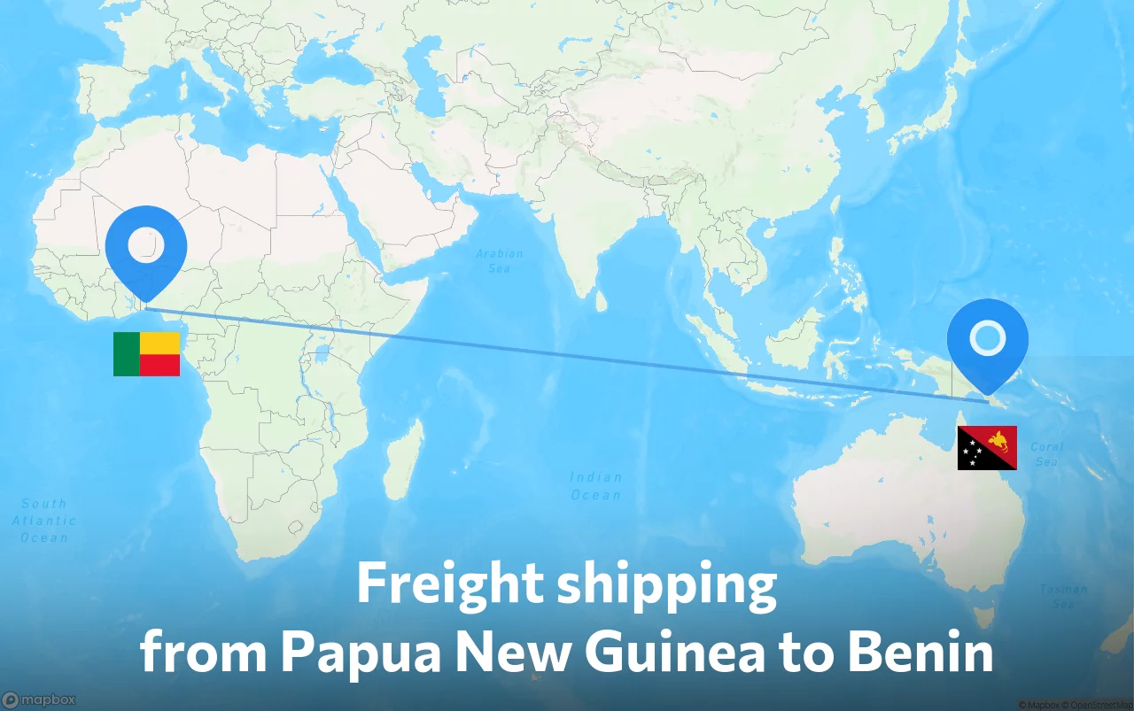 Shipping route from Papua New Guinea to Benin