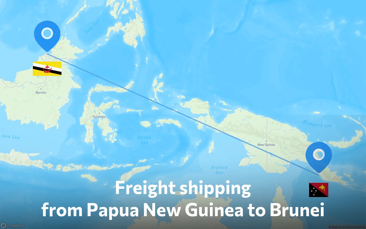 Shipping route from Papua New Guinea to Brunei