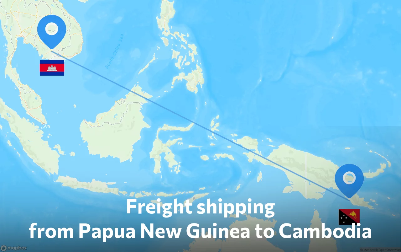 Shipping route from Papua New Guinea to Cambodia